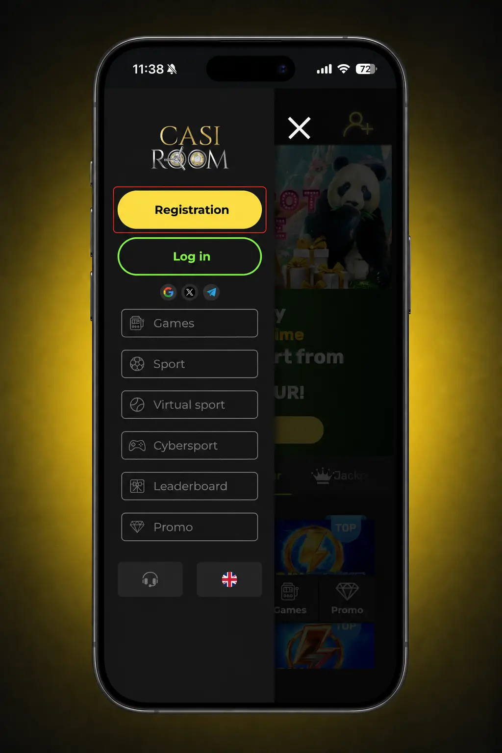 Casiroom registration steps for UK players with account details, GBP selection, and email or SMS confirmation