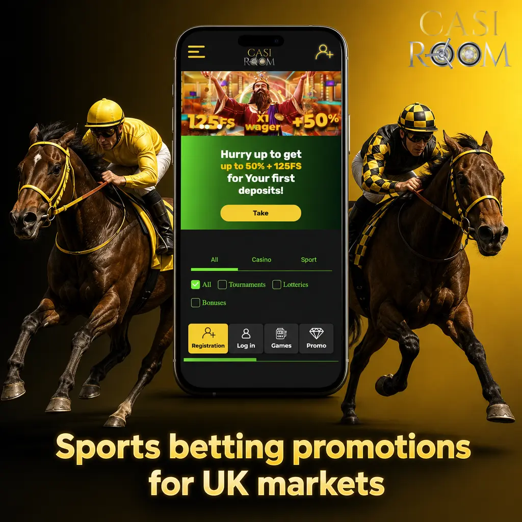 Casiroom sports betting offer card showing UK promotions, odds boosts, free bets and esports markets in 2026