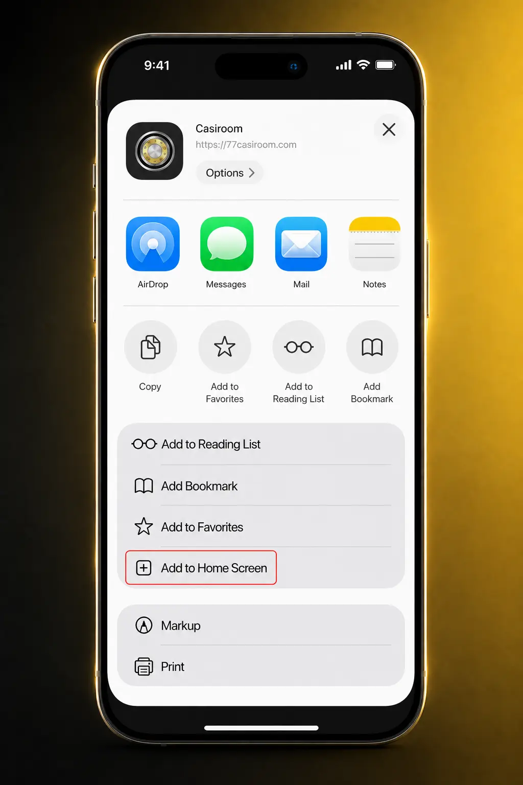 iPhone and iPad guide for installing the Casiroom iOS PWA via Safari Add to Home Screen