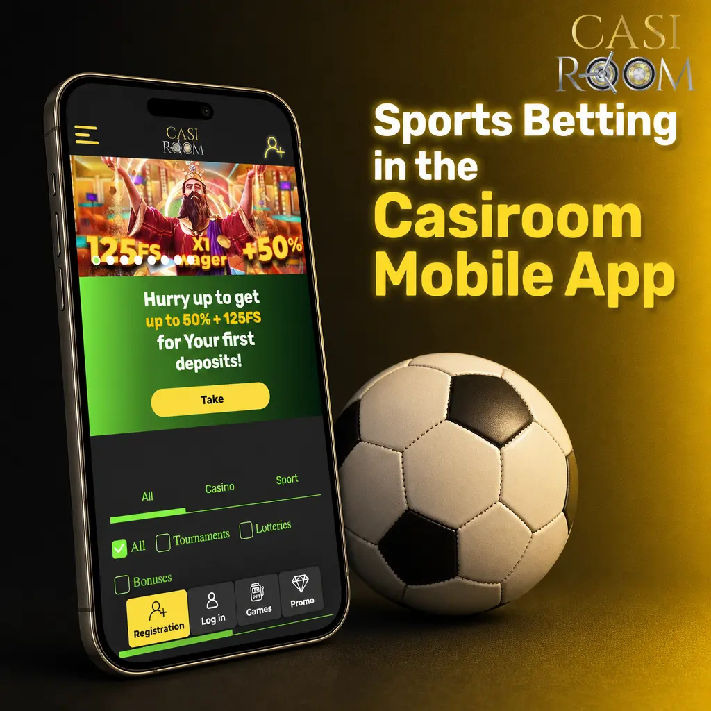 Casiroom mobile sportsbook app showing pre-match and live betting for UK sports including football and racing